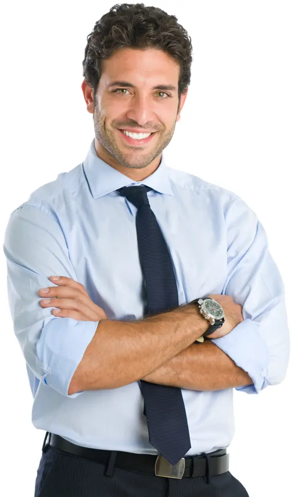 Smiling Man in Formal Attire with Crossed Arms