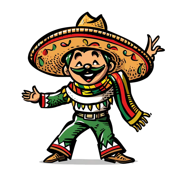 Happy Mexican Man with Sombrero
