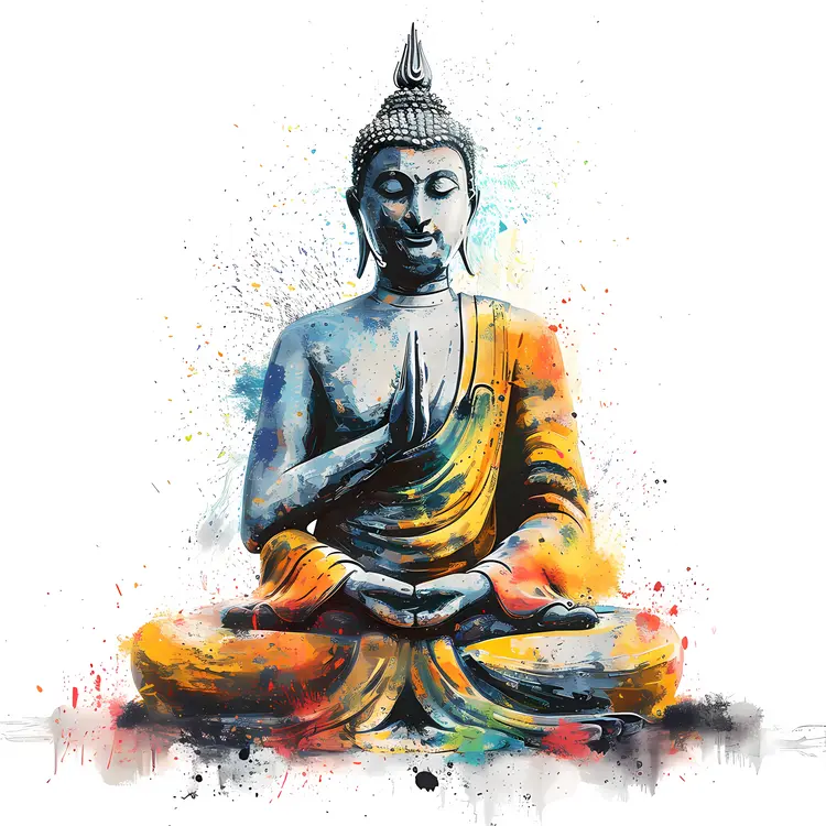 Colorful Buddha Illustration in Meditation