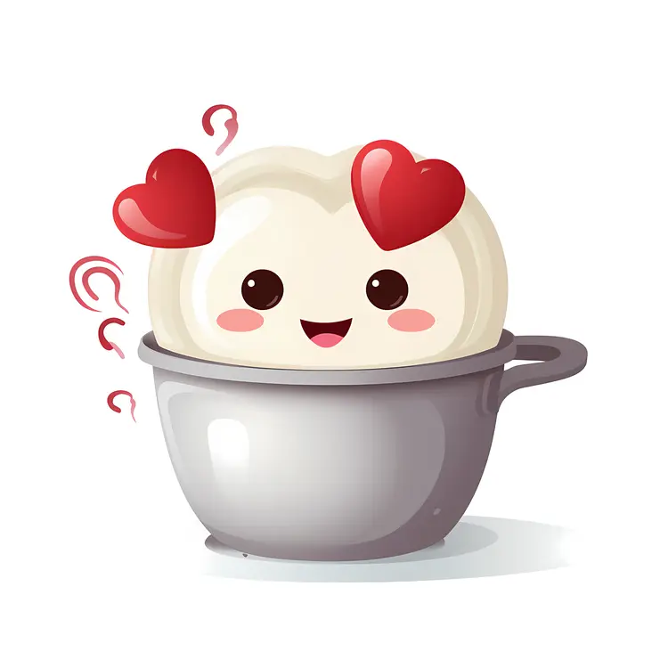 Cute Dumpling with Hearts in Pot