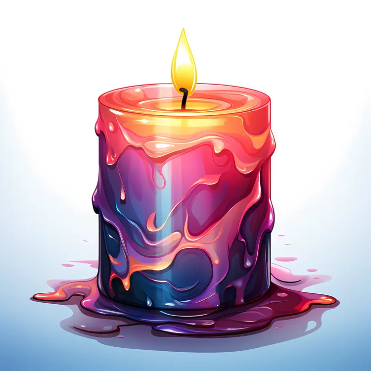 Single Colorful Candle with Melting Wax
