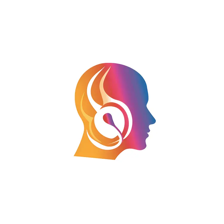 Colorful Head Profile with Ear Logo