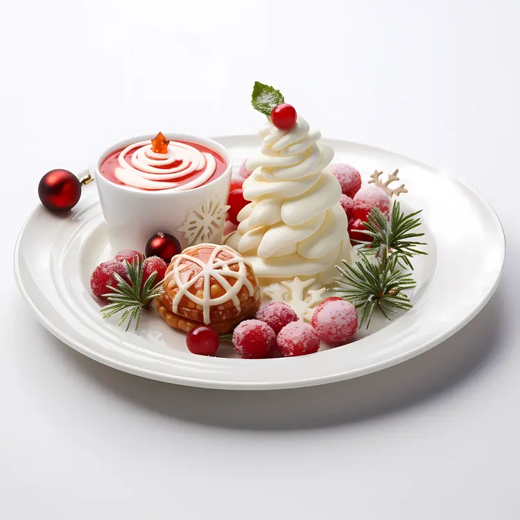 Christmas Dessert with Cream and Berries