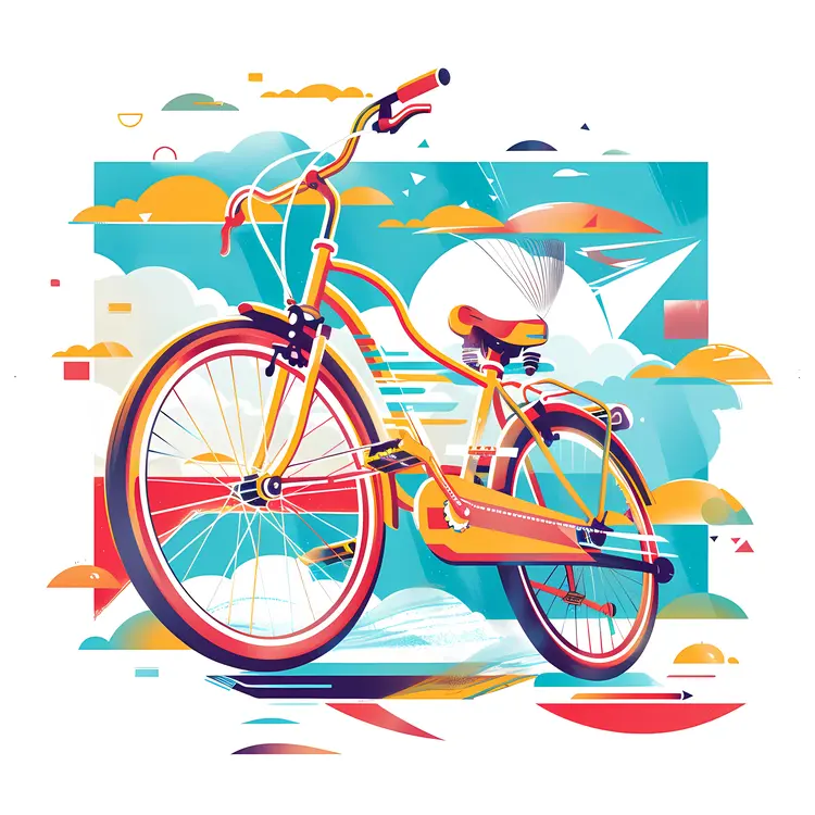Colorful Bicycle with Sky Background