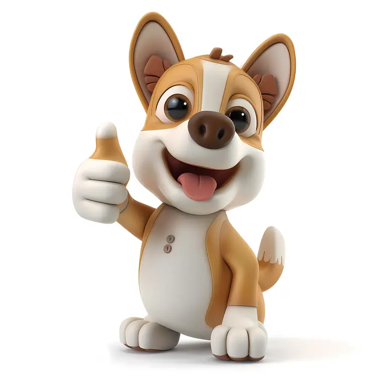 Cartoon Dog with Thumbs Up