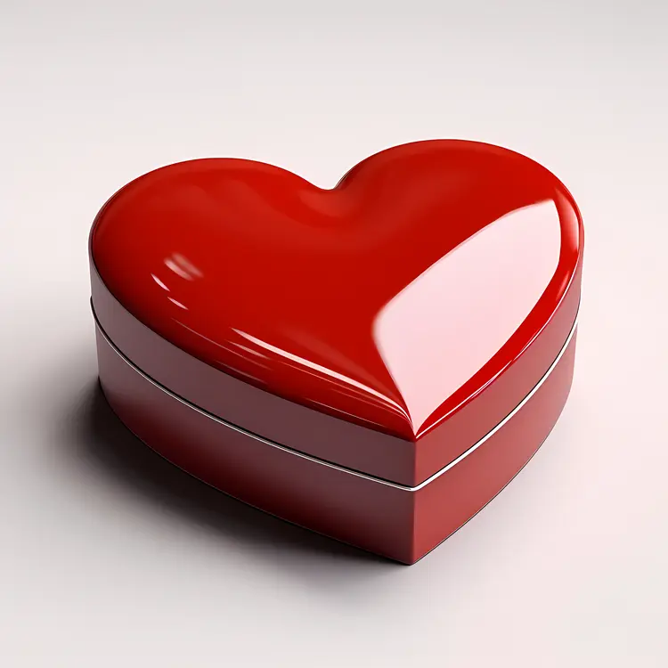 Glossy Red Heart-Shaped Gift Box