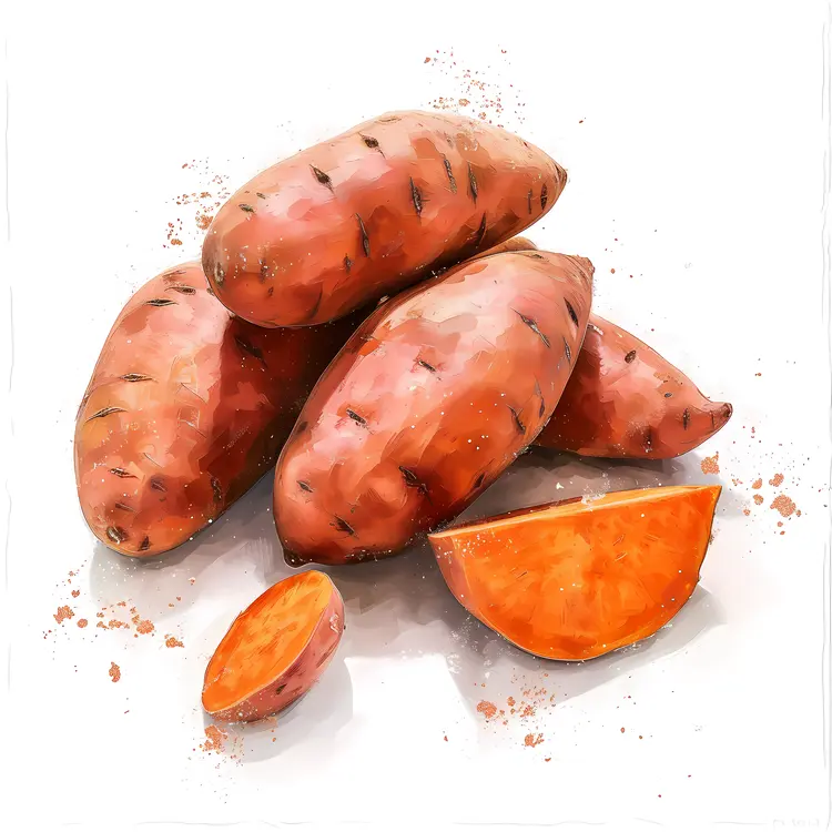 Whole and Sliced Sweet Potatoes