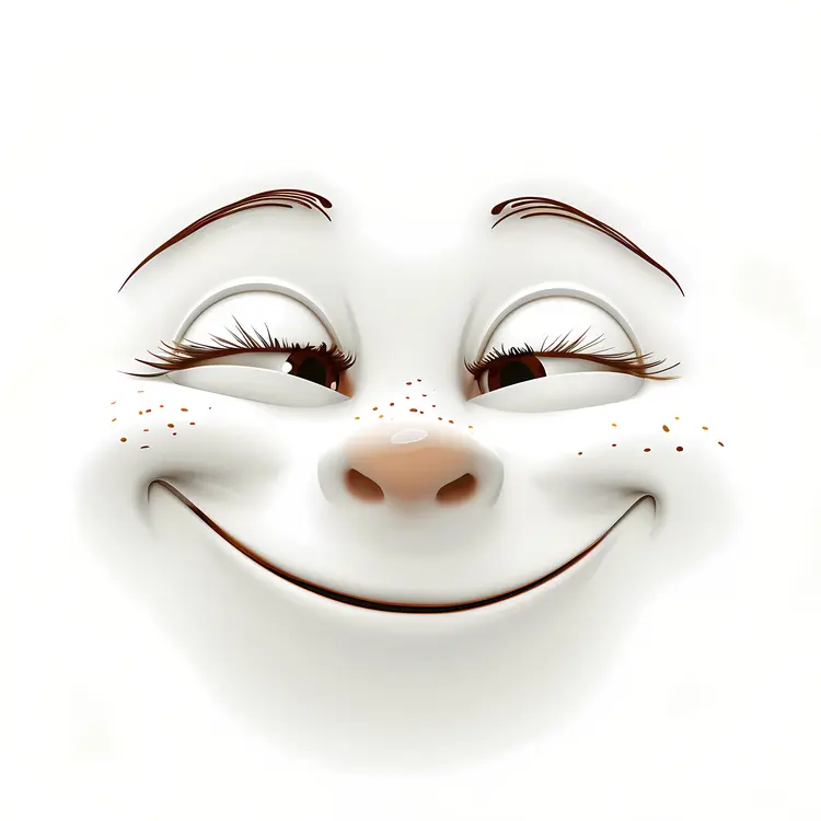 Smiling Cartoon Face with Closed Eyes