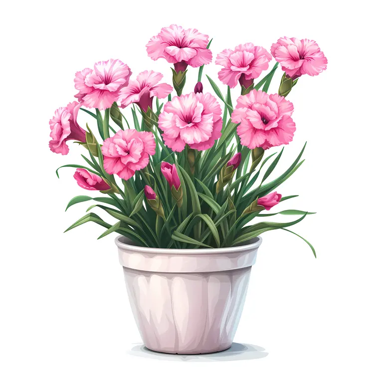 Pink Flowers in a Ceramic Pot