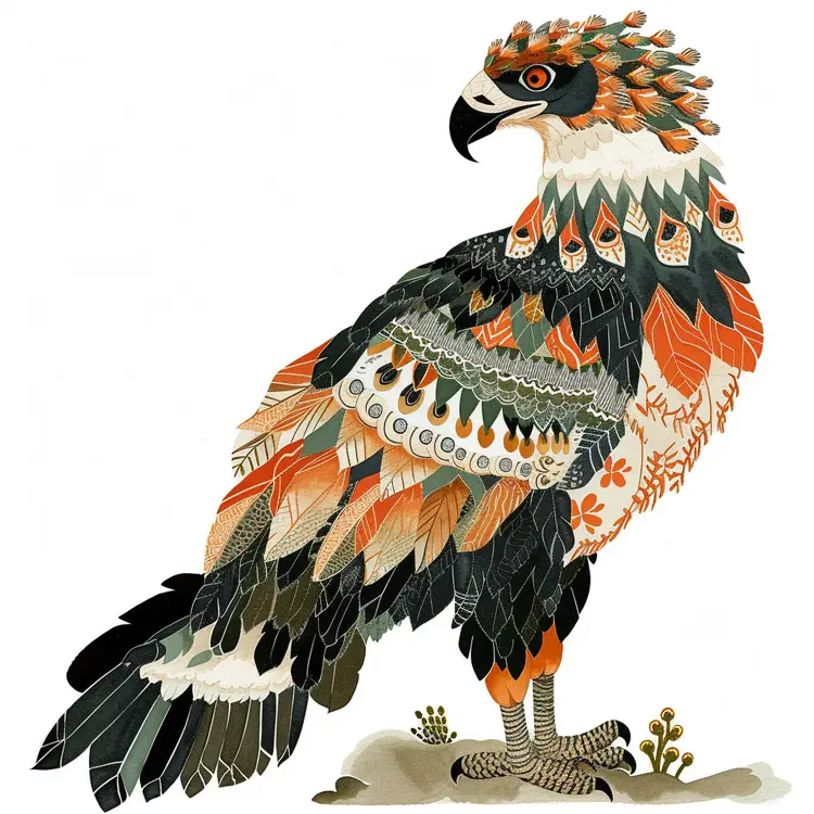 Decorative Hawk with Detailed Patterns