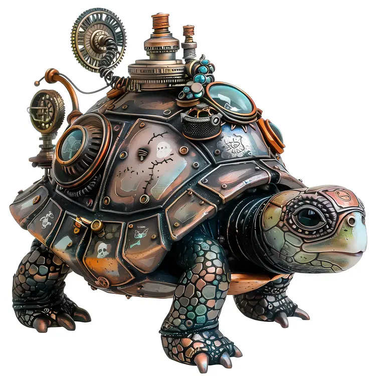 Steampunk Turtle with Mechanical Gears