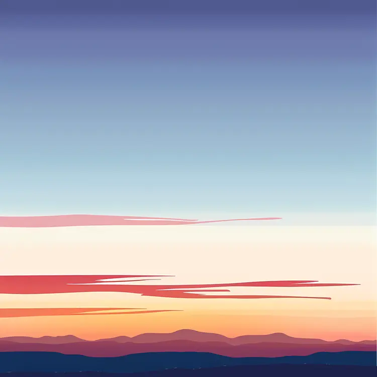 Sunset Over Hills with Colorful Sky