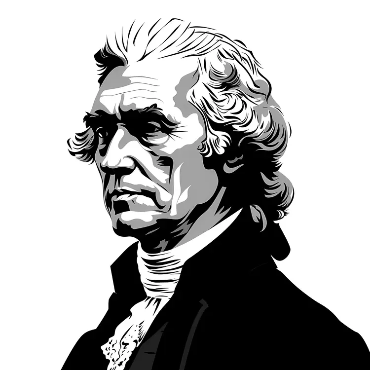 Black and White Portrait of Historical Figure