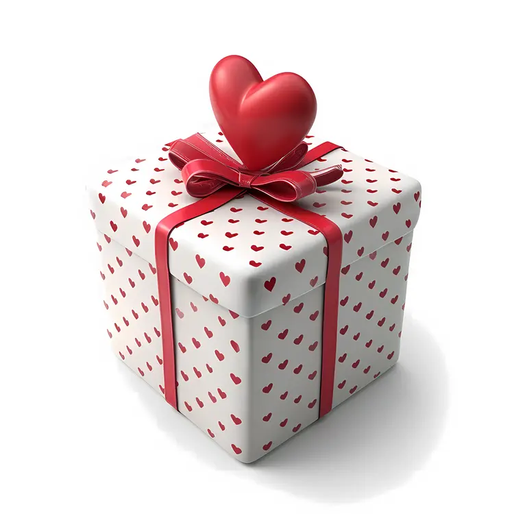 Heart-patterned Gift Box with Red Heart Decoration