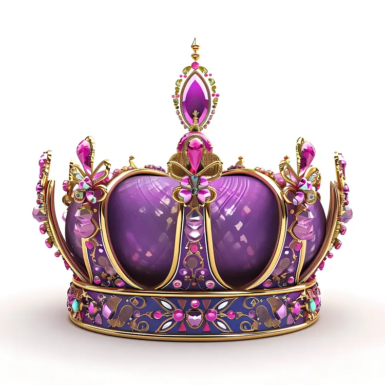 Majestic Purple and Gold Crown with Jewels