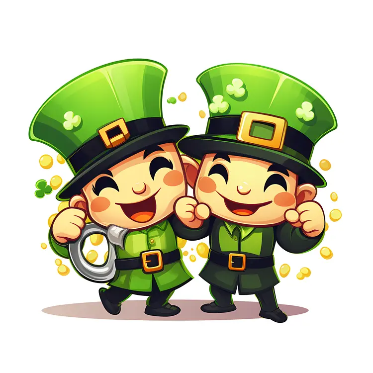 Two Leprechauns Cartoon for St. Patrick's Day