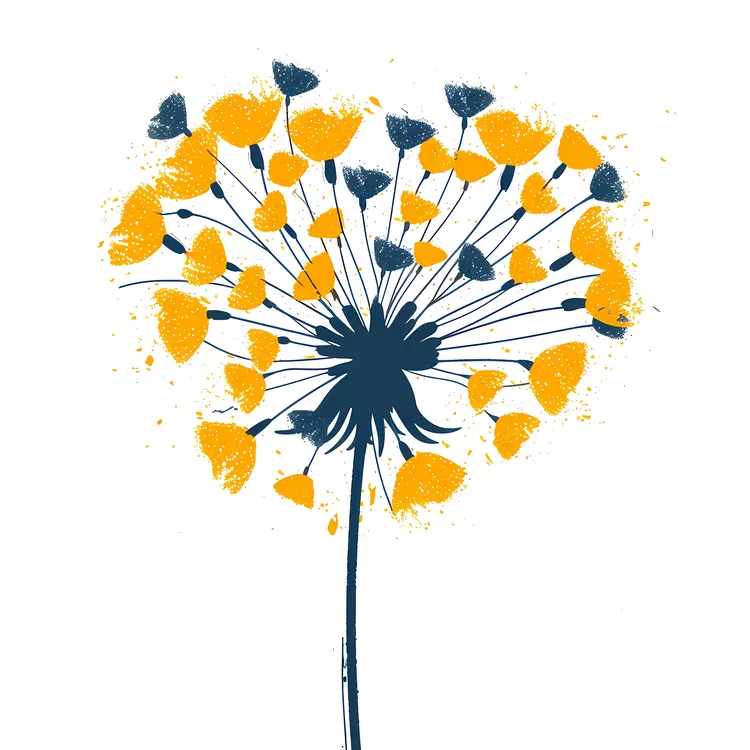 Yellow and Blue Heart-shaped Dandelion