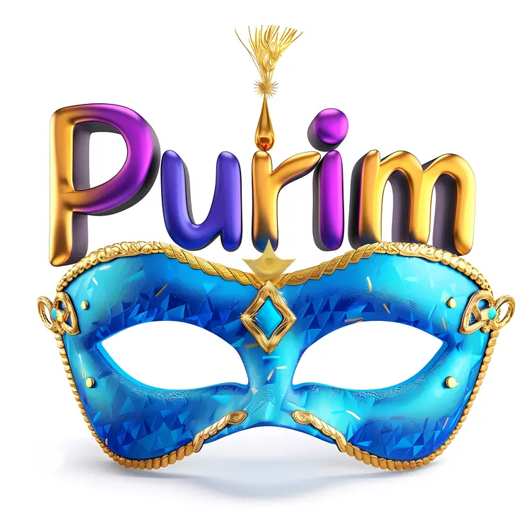 Purim Text with Blue Mask