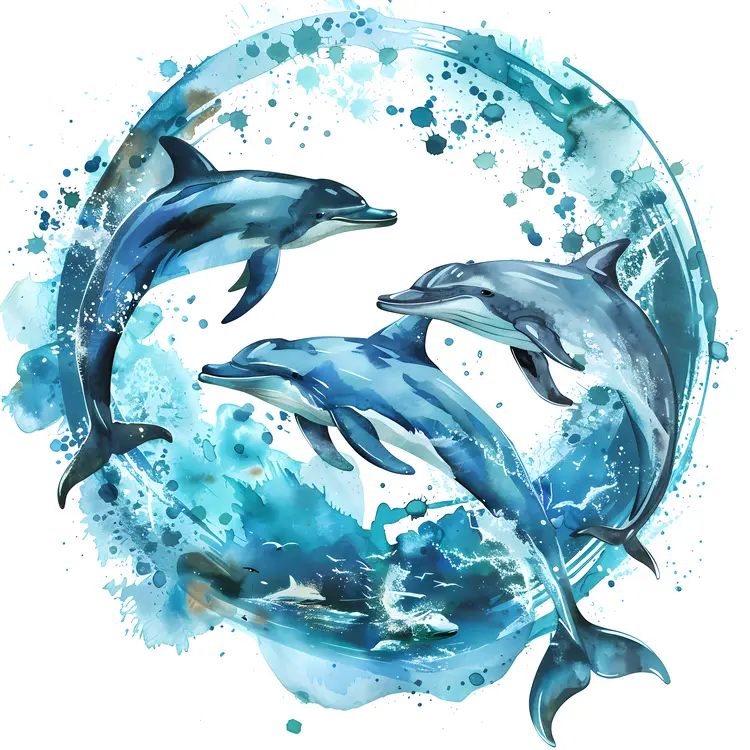 Dolphins in Artistic Circle