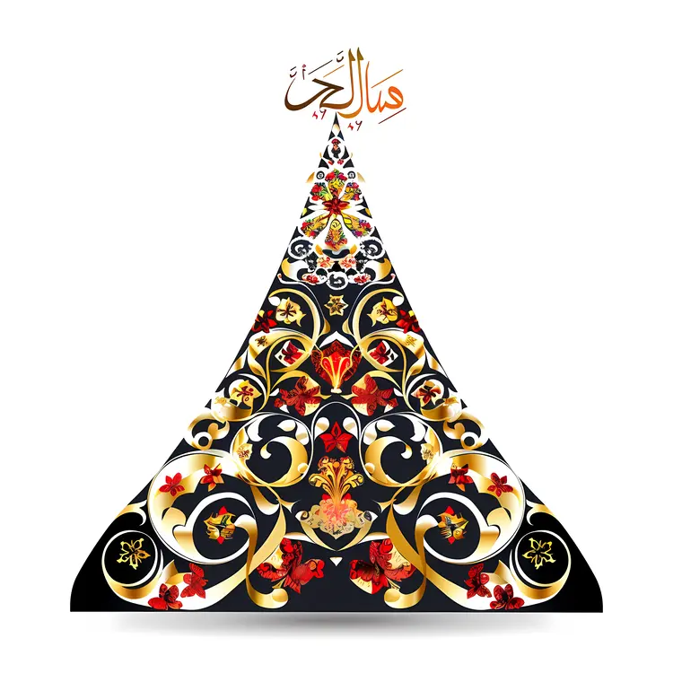 Ornate Tree with Gold Floral Design
