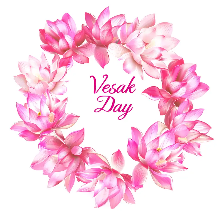 Wreath of Pink Lotus Flowers for Vesak Day