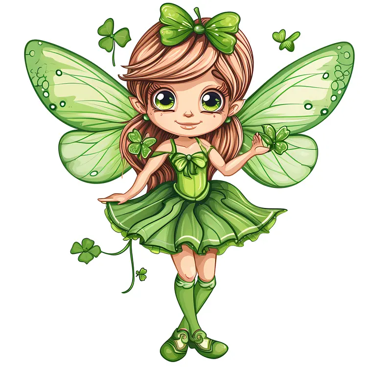 Green Fairy with Floral Dress