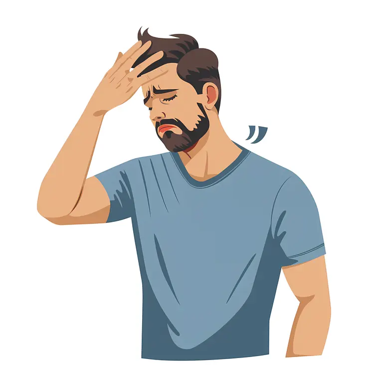 Man with Headache Illustration