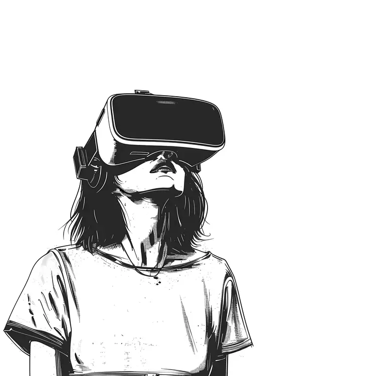Monochrome VR Headset with Headphones