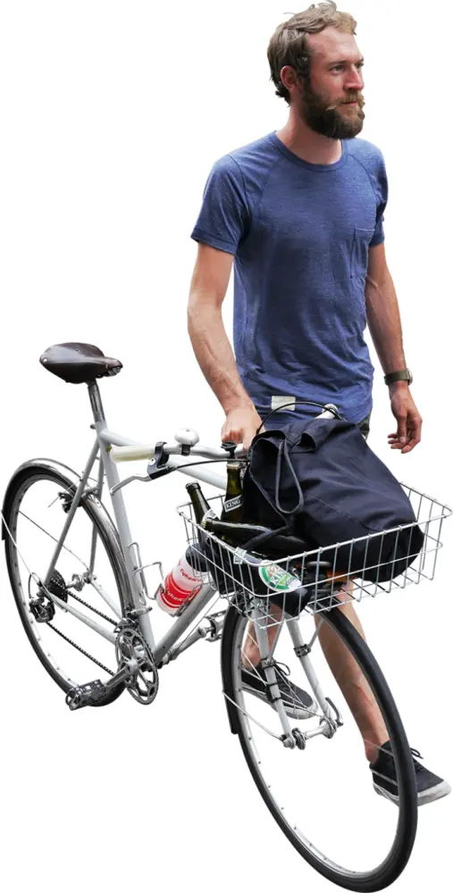Man Walking with Bicycle