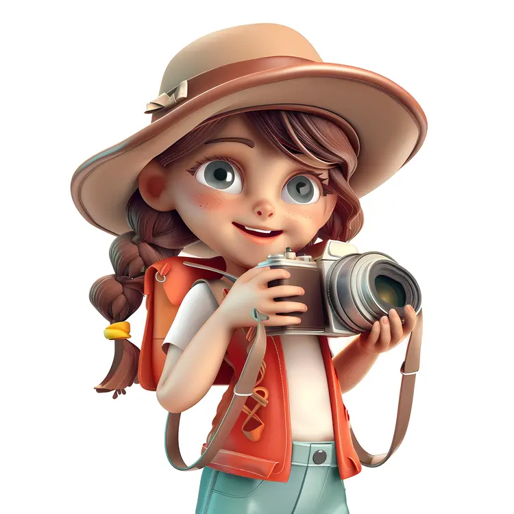 Girl with Camera and Hat