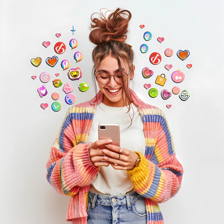 Happy Girl with Smartphone