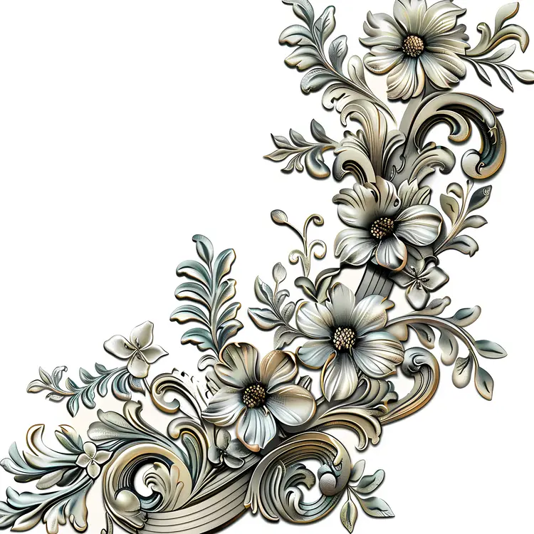 Monochrome Floral Corner Design