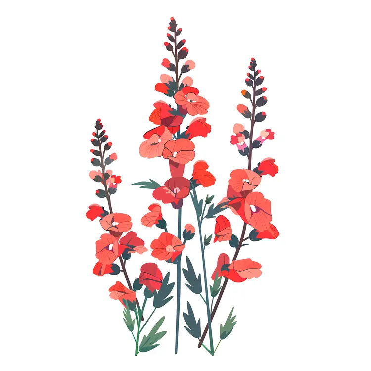 Red Blooming Flowers Illustration