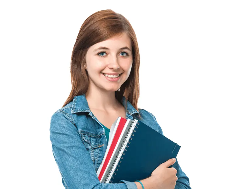 Smiling Girl Holding Notebooks