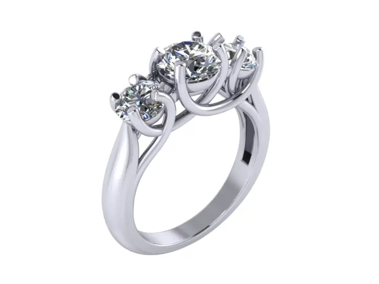 Stylish Silver Ring with Three Diamonds