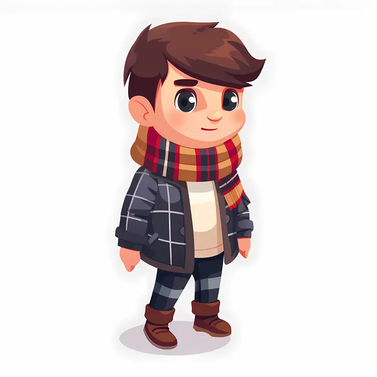 Boy with plaid scarf
