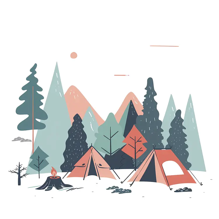 Minimalist Camping Scene