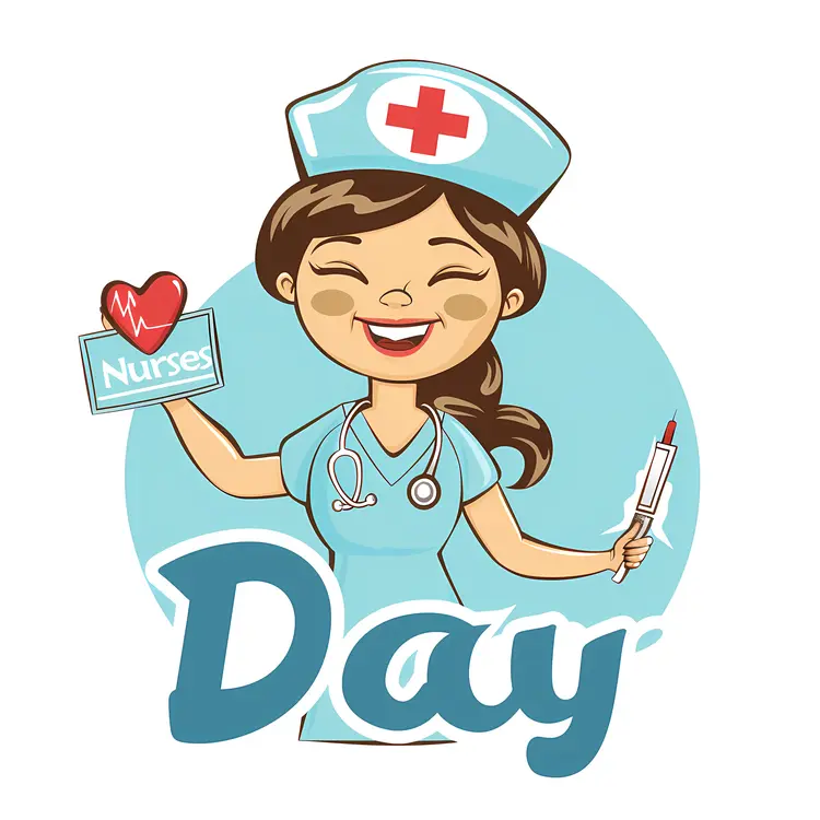 Happy Nurse with Syringe and Heart for Nurses Day