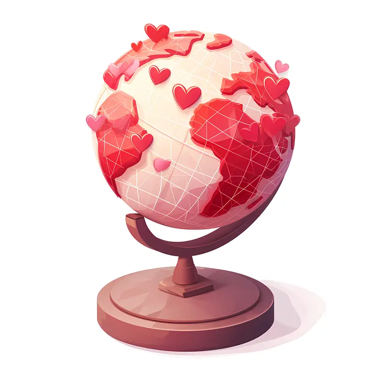 Heart Globe with Love Map