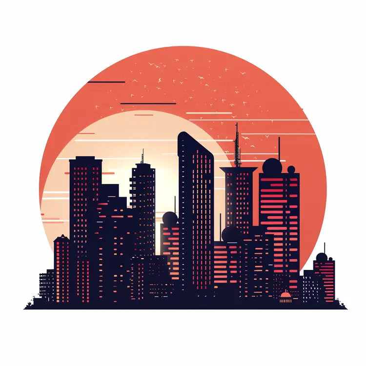 City Skyline at Sunset
