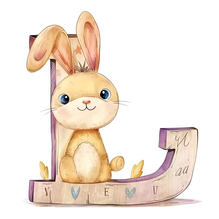 Cute Rabbit in Letter L Illustration