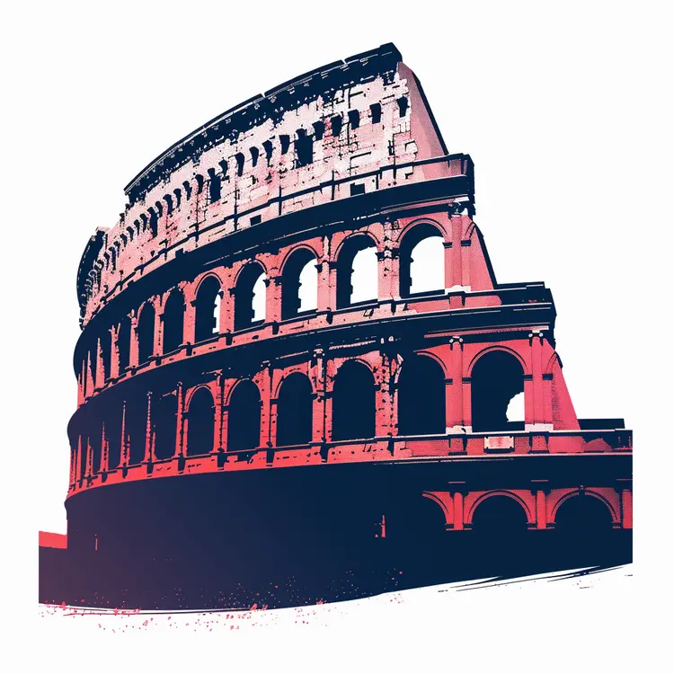 Red and Blue Colosseum Illustration