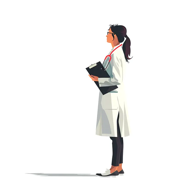 Doctor Holding Clipboard in White Coat