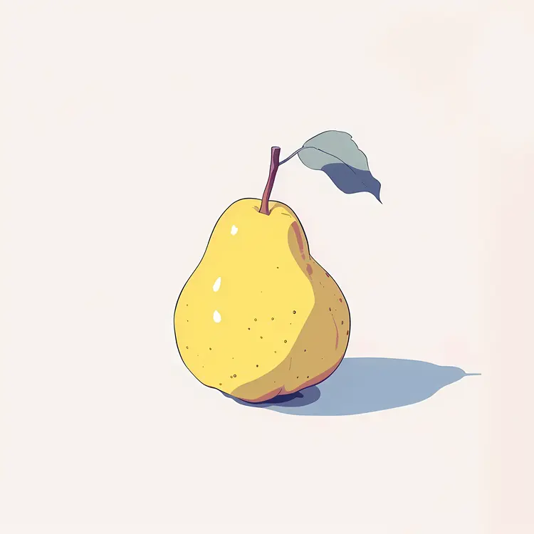 Yellow Pear with Leaf Illustration