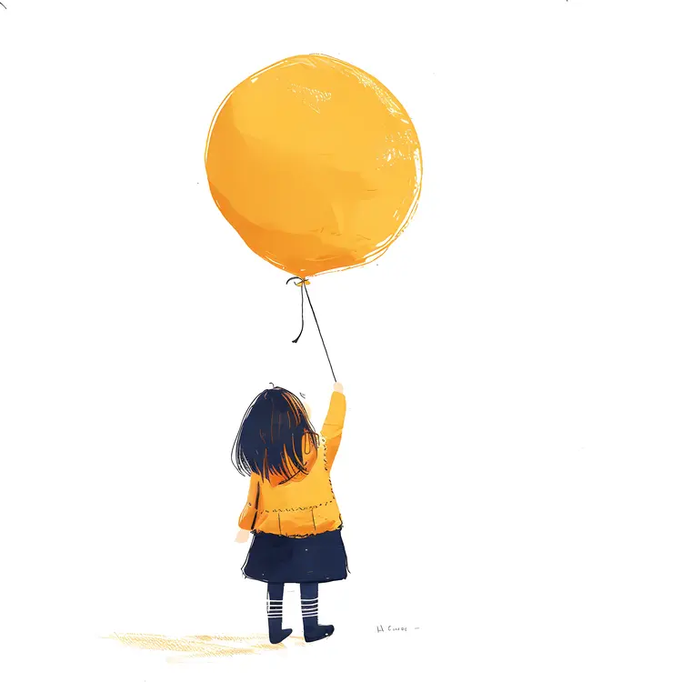 Girl with Yellow Balloon Silhouette