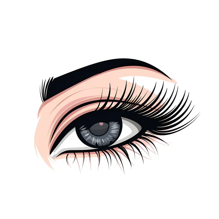 Grey Eye with Long Eyelashes Illustration
