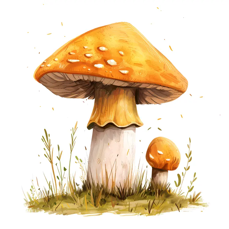 Orange Mushroom in Grass