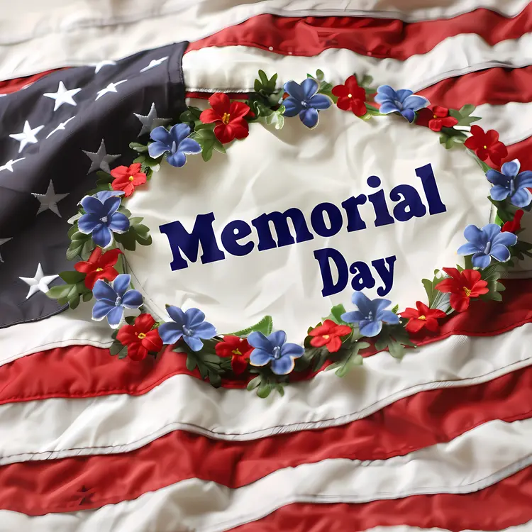 Memorial Day Flag with Flowers