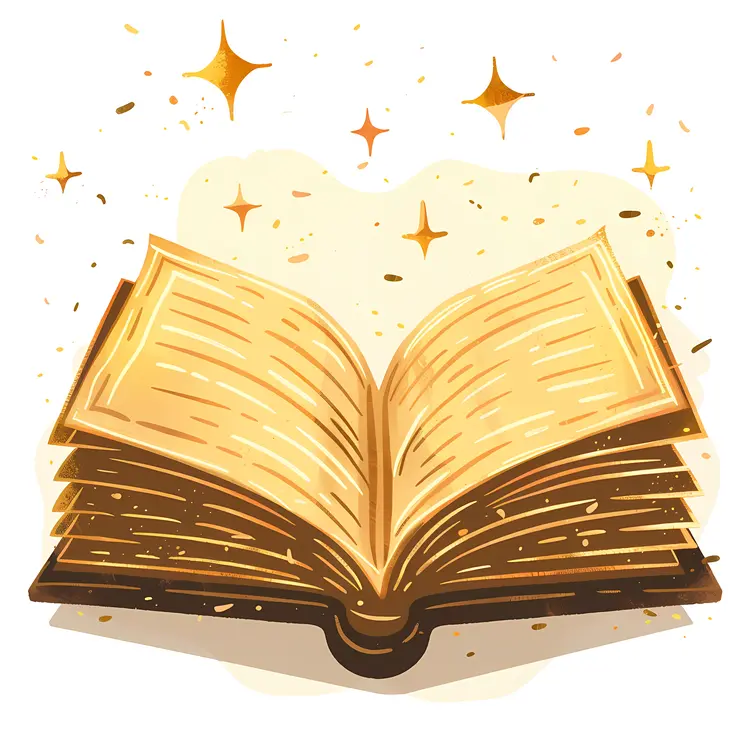 Open Magic Book with Sparkles