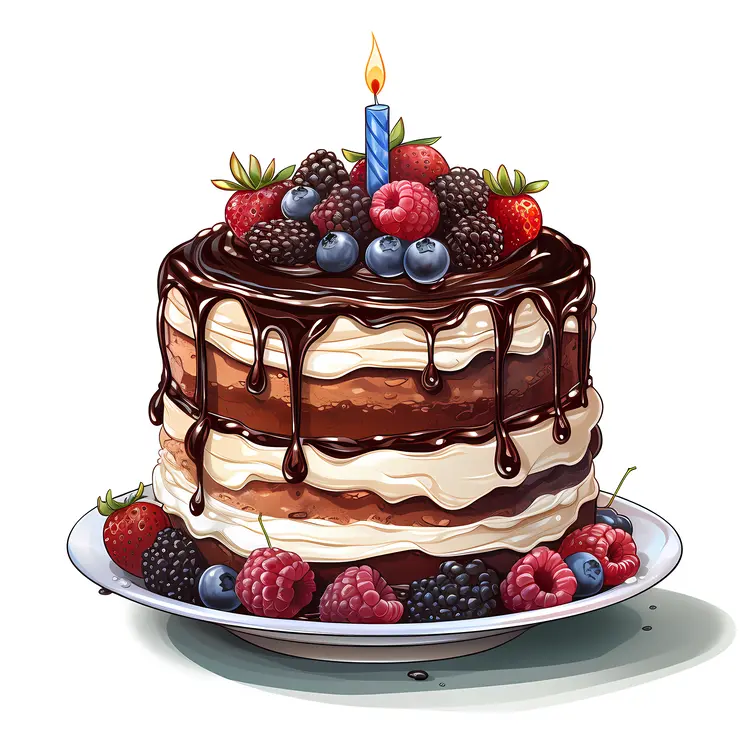 Yummy Birthday Cake with Berries